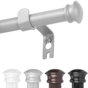Silver Curtain Rods for Windows 30 to 60 Inches with Brackets, Decorative 5/8 Inch Diameter Single Window Curtain Rod Set for Room Divider, Bedroom, Living room, Kitchen, Bathroom