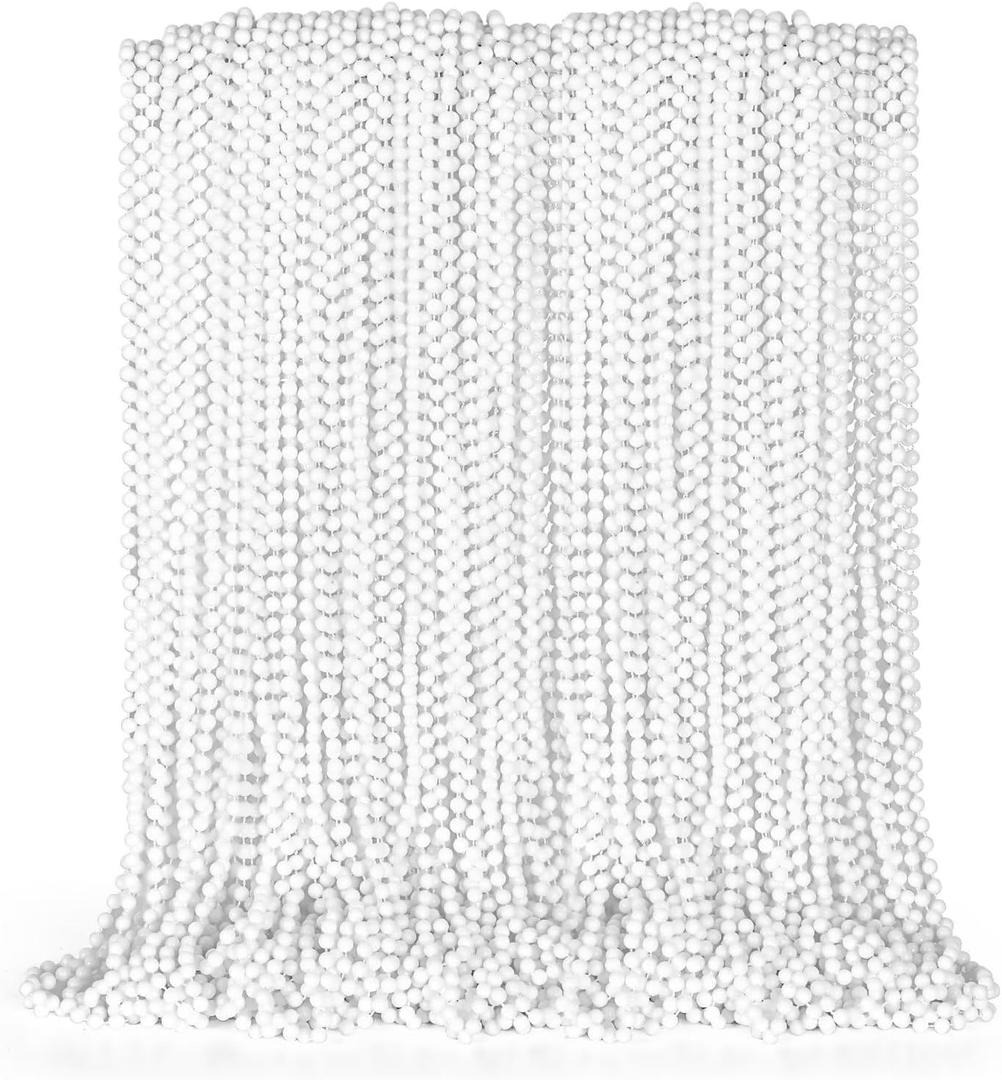 144PCS Bead Necklace, White Beaded Necklace Party Favors Bulk, 33" Mardi Gras Beads Necklaces Accessories, Festival Parade Throw Accessories for Baby Shower Wedding Birthday Celebrations Decorations