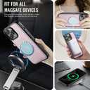 Compatible with Magsafe for iPhone 12 Pro Max Wallet Case Magnetic Card Holder, RFID Blocking 2 in 1 Detachable Kickstand Shockproof Case for Women Men, Pink