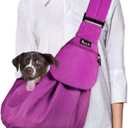 SlowTon Dog Carrier Sling - Thick Padded Shoulder Strap Adjustable Dog Carriers for Small Dogs, Puppy Carrier Purse for Pet Cat with Front Zipper Pocket Safety Belt Machine Washable (Fuchsia M)