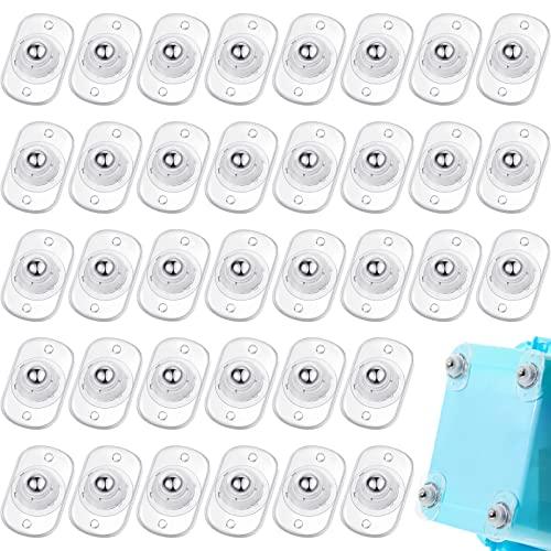 Honoson 36 Pcs Self Adhesive Caster Wheels Appliance Rollers Appliance Sliders for Kitchen 360° Swivel Universal Wheel Mini Small Kitchen (Clear with 1 Steel Ball Style)