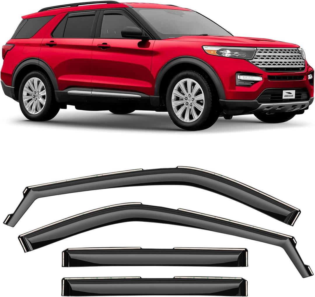 in-Channel Extra Durable Rain Guards for Ford Explorer 2020-2025, Window Deflectors, Vent Window Visors, 4 Pieces - 200619
