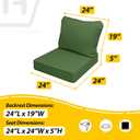 AAAAAcessories Outdoor Seat Cushions for Chairs, Fade-Resistant, Waterproof Patio Furniture Replacement Cushions, 24" x 24" x 5" + 24" x 19", Dark Moss Green