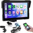 Rimoody 7 Inch Motorcycle Carplay Screen with Wireless Carplay Android Auto for Car, IP67 Waterproof Touchscreen, Bluetooth, GPS Navigation, EQ, Mirror Link, Voice Control