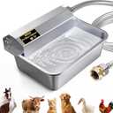 Automatic Water Dispenser for Dogs 2 Gallons, 304 Stainless Steel Dog Water Bowl Dispenser for Farm Chicken Pets Indoor & Outdoor Dog Waterer Feeder Fit 3/4'' GHT Faucet Auto Filling Wide Drinking Area