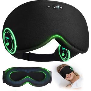 LC-dolida Bamboo Cotton Weighted Bluetooth Sleep Masks, 3D Weighted Sleep Masks with Bluetooth 5.4 Headphones, Total Blackout Bluetooth Sleep Mask for Women Men, Weight Eye Mask for Sleeping, Black