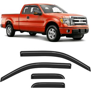 Window Rain Guards Fit for 2004-2014 Ford F150 Extended Cab/SuperCab,Tape-on Extra-Thick Rain Guard Window Deflectors Window Vent Visors Truck Vent Shades Exterior Car Accessories-4PCS