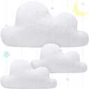 Unittype 3 Pcs Clouds Shaped Throw Decorative Pillows Cute Soft Cloud White Waist Rest Cushion Lovely Floor Cushion Reading Pillows 2 Size Girls Kids Cloud(23.6 Inch, 15 Inch)