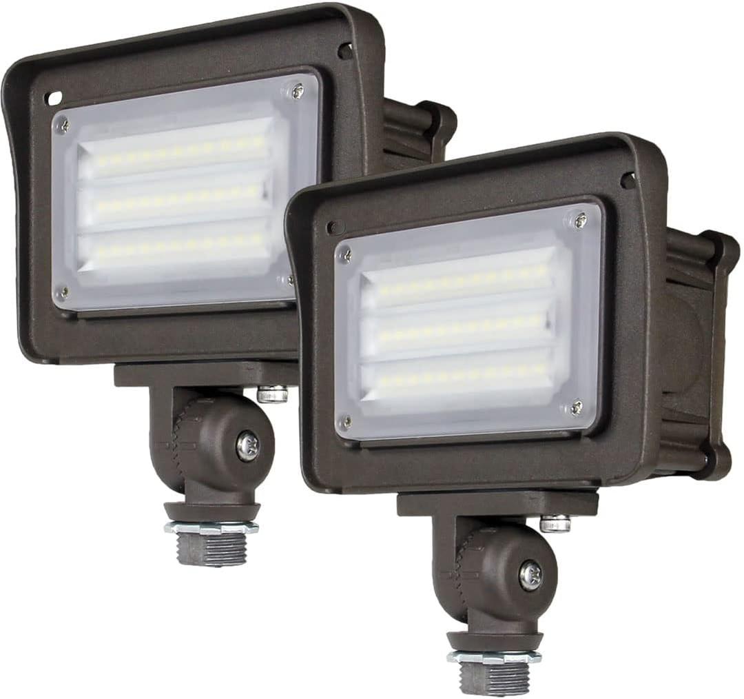 DAKASON 30W LED Flood Light Outdoor, Dusk-to-Dawn Photocell 180 Adjustable Knuckle, 3600LM 5000K Replaces 100W HPS/MH, IP65 Waterproof Outdoor Security Lighting Fixture ETL Listed, 2 Pack