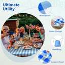 Picnic Table Cover with Bench Covers and Bag, Camping Table Camping Essentials Cover with Elastic Edges (Blue)