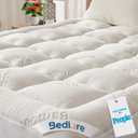 BEDLORE Queen Mattress Topper Viscose Bamboo, Thick Pillow Top Mattress Pad | Stretchable Pockets Fit 6”-18” Mattress, Soft Breathable Mattress Topper for Back Pain Relief and Hot Sleepers(White)