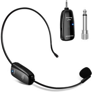 UHF Wireless Headset Microphone: Cordless Head Mic System, USB-C Charging Microphones, 164ft Range - for Voice Amplifier Speaker Teaching Tour Guides Fitness Instructor