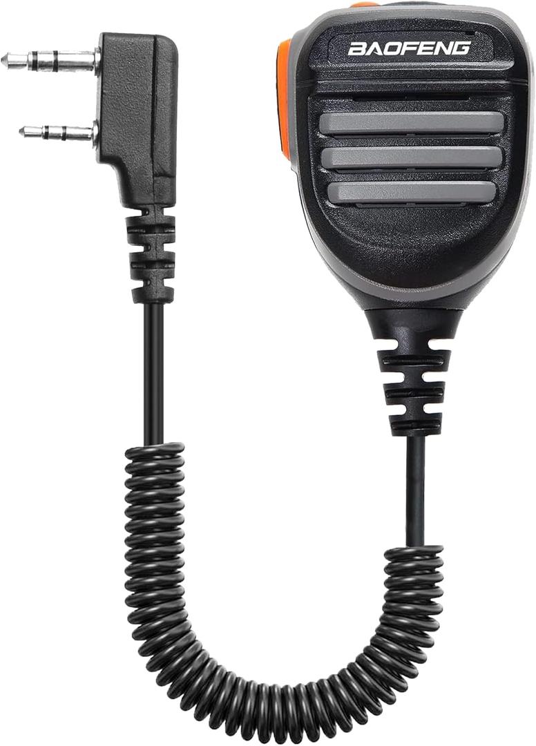 BAOFENG Microphones Heavy Duty Walkie Talkie Speaker Mic, Noise Reduction Remote Shoulder Microphone Compatible with UV-5R BF-F8HP UV-21R UV-32 UV-5G Plus Quansheng K5 Kenwood Retevis Radios