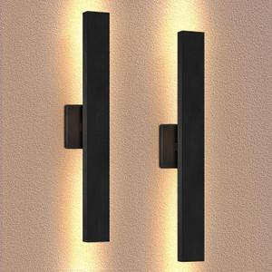 Aluminum Modern LED Wall sconces 2 Pack, 24.4 inch Matte Black Waterproof Wall Lighs with 28W LED Light Source for Indoor,Outdoor,Living Room,Bedroom,Garage,Porch,Hallway