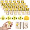 Wettarn 12 Sets Bee Gifts Positive Stress Balls with Support Boxes Bulk Party Favors for Employee Coworker Friends Office Classroom Rewards Cute Inspirational Relief Toys Yellow Desk Decor