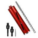 SALI Diamond Core Drill Bits 2 1/2" Diameter 10"/254mm Drilling Depth 5/8-11" Thread Core Bit Turbo Laser-Welded Segments for Cured Concrete with Brick Block Masonry with Two AdaptersRed
