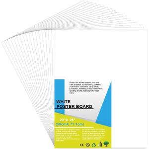 60 Pcs 22" x 28" Poster Board Paper White Bulk, ROOKEA 250 GSM Vision Poster Boards for School Arts Craft Projects Presentations Drawing Scrapbooking Blank Graphic Display