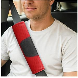 2PCS Car Seat Belt Cover, Soft Leather Vehicle Seatbelt Strap Shoulder Cushion Pad, Comfortable Automotive Interior Seat Belt Harness Mat, Universal for Truck SUV RV (Red)