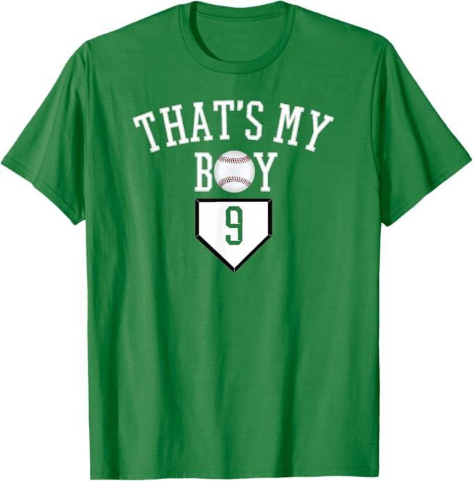 That's My Boy #9 Baseball Number 9 Jersey Baseball Dad & Mom T-Shirt, XL