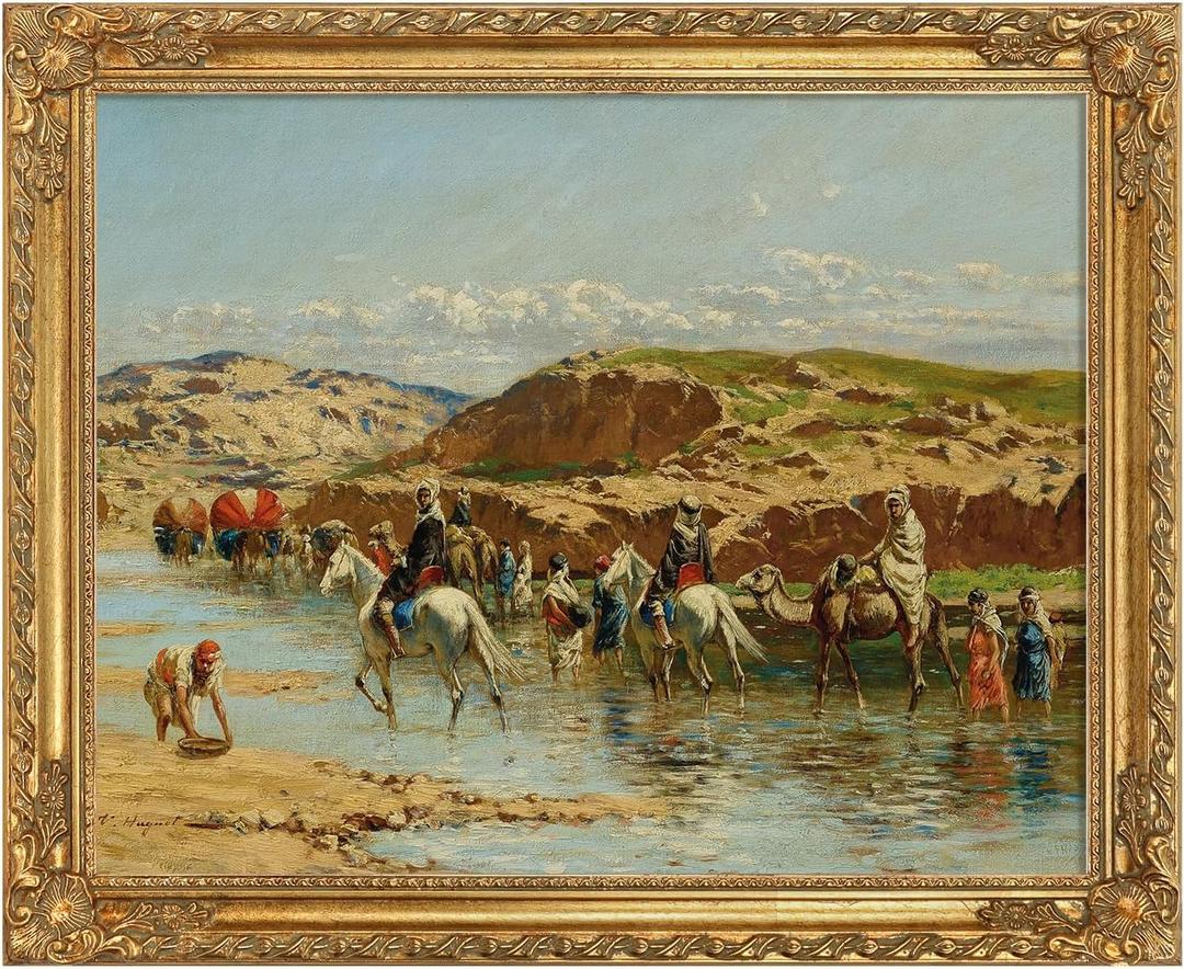 Plein Air Frame for 16x20 Canvas Oil Paintings, Antique Gold Wood Ornate Art Frames for Portrait Landscape Abstract Artwork, New Home Wedding Gift (Empty Frame, No Glass Cover&Backboard)