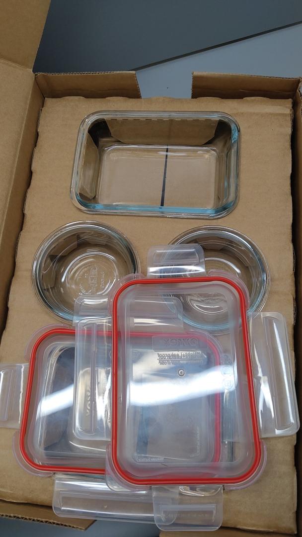 Pyrex Freshlock (7Pack) Glass Food Storage Containers Set, (1, 2, 4 Cups) Airtight & Leakproof Plastic Locking Lids BPAFree, Meal Prep Containers Set, Freezer Dishwasher Microwave Safe