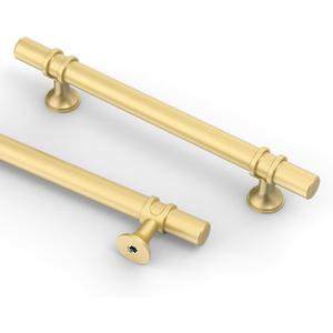 Asidrama 10 Pack 5 Inch(128mm) Brushed Gold Kitchen Cabinet Handles, Cabinet Pulls Kitchen Cabinet Hardware Cupboard Handles Drawer Pulls (5" Hole Center)