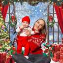 Christmas Window Photography Backdrop 8x6FT Wooden Window Snow Scene Xmas Tree Winter Wonderland Background Winter Christmas Party Decorations Supplies Photo Props