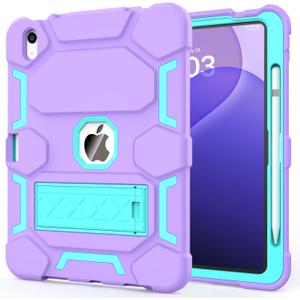 CCMAO Case for iPad A16 11th Generation 11 Inch 2025, iPad 10th Generation 10.9 Inch 2022, with Kickstand & Pencil Holder, Heavy Duty Shockproof Hybrid Protective Cover for Kids Girls, Purple+Green