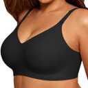 COCOMARTS Jelly Bras for Women No Underwire Push Up Seamless Supportive Plunge Bra Full Coverage Comfortable Bralettes (Medium, Black)