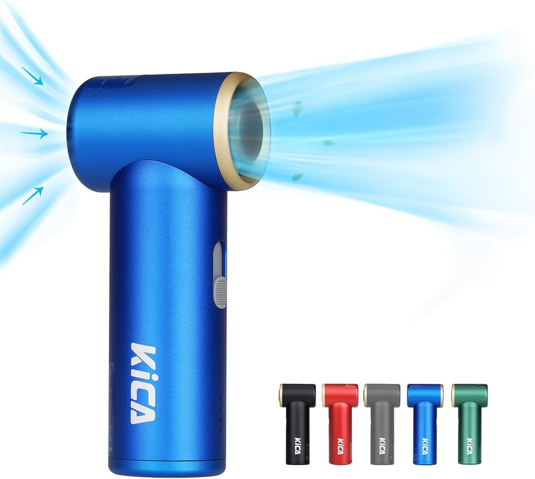 Kica JetFan Mini Handheld Fan[Max 14Hrs Working Time] Personal Fan with 3000mAh USB Rechargeable Battery, Metal Shell Turbo Fan, Adjustable Speed, Pocket Fan for Office/Outdoor/Travel/Camping-Blue