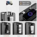 Carry on Luggage Top opening Suitcases, Expandable with Cup Holder and USB Charging Port,Lightweight with Front Pocket Rolling Suitcases with Spinner Wheels, 20 Inch