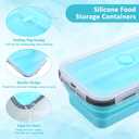 4 Pack 40oz Collapsible Food Storage Containers Marinating Container with Lid Foldable Silicone Kitchen Bowls Microwave Freezer Dishwasher Safe, Blue
