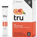 Tru Gut Powder, Prebiotics and Probiotics for Digestive Health, Peach Flavored Gut Health Drink Mix with Vitamin B3, Sweetened with Monk Fruit & Stevia, Caffeine Free, Gluten Free, Vegan, 12 Packets