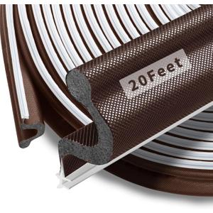 20 Feet Kerf Door Weather Stripping Door Seal, Long Reach V-Shaped Door Seal Strip for Door Frame Door Weatherstripping Insulation Strip Door Soundproofing for Large Gap(Brown)