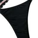 SOLY HUX 3 Piece Swimsuit for Women Checked Pattern Triangle Thong Swimwear Bathing Suit (Black, S)