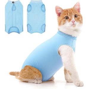 Cat Recovery Suit for Abdominal Wounds or Skin Diseases, Cat Onesie for Cats After Surgery Female Kitten Recovery Suit, Breathable E-Collar Alternative for Cats After Spay Anti Licking Wounds (Small)