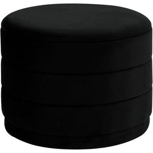 23" Round Velvet Storage Ottoman with Reversible Lid, Soft Padded Footrest and Hidden Storage, Large Upholstere Tray Top Ottoman Footstool for Living Room, Bedroom, Entryway, Black, 23"D x 23"W x 17"H
