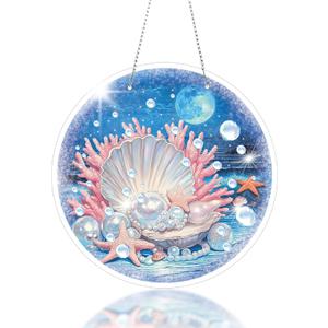 Roneenz Diamond Painting Kits Hanging Pendant, Seashell Hanging Diamonds Art kit for Adults, Special Shaped DIY 5D Art Window Decor, Home Garden Room Decor Gifts for Women and Girls