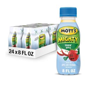 Mott's Mighty Soarin' Apple Juice Drink, 8 Fl Oz Bottles, 24 Count (4 Packs Of 6), 100% Fruit Juice Combined With Purified Water, Natural Flavors, And Vitamins A, C And E (BB: October 15, 2025)