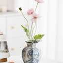 Blue and White Vase, Vintage Blue Ceramic Flower Vessel,Ceramic vases for Home Decor,Vintage Green and Beige for Console Table Mantle Chinoiserie Decor (Blue and White-01, Small)