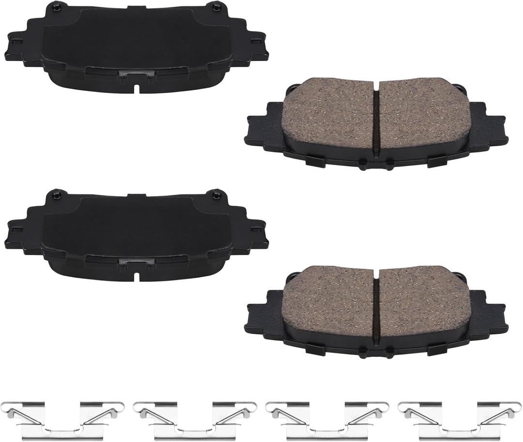 D1391 Rear Ceramic Disc Brake Pad Set Compatible with Select Lexus GS200t, GS350, GS450h, IS300, IS350, RC350, RX350, RX450h; Toyota Highlander, Prius, Sienna More