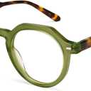 Dollger Blue Light Blocking Glasses For Woman Men Thick Frame Round Non-Prescription Glasses, For Computer Work Gaming, (Leopard)