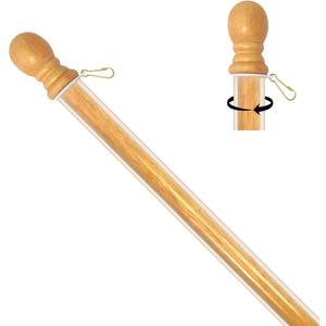 56" Wooden Flag Pole for House Pack of 1 Plastic Sleeve Tangle Free Heavy Duty Outdoor Flag Pole (Fit Most Flag Sizes)