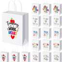 PerKoop 36 Pcs Teacher Appreciation Gift Paper Bag with Handles, Thank You Teacher Treat Present Bags for Teacher Appreciation Week, Birthday, Christmas Supplies(White)