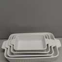 MALACASA Casserole Dishes for Oven, Porcelain Baking Dishes, Ceramic Bakeware Sets of 4, Rectangular Lasagna Pans Deep with Handles for Baking Cake Kitchen, White (9.4"/11.1"/12.2"/14.7"), Series