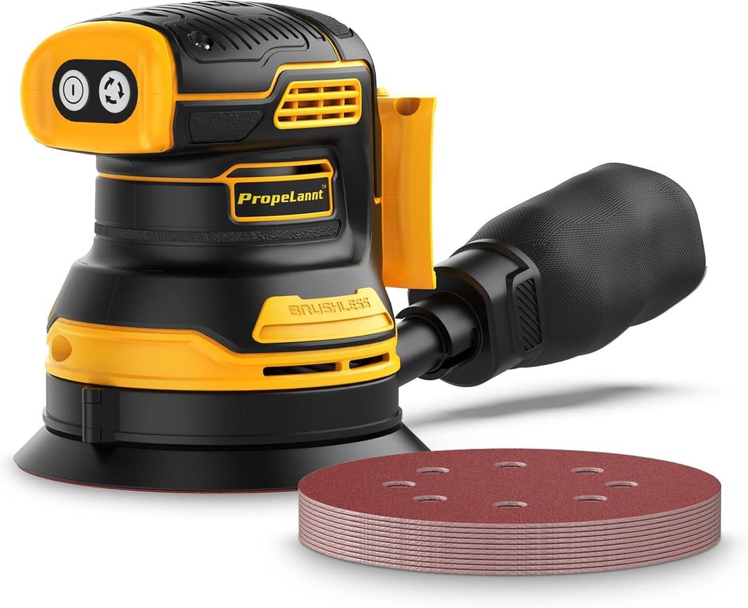 Random Orbital Sander for Dewalt 20V Battery, 5" Palm Cordless Sander with 10pcs Sandpaper, 3 Variable Speeds, Dust Collector for Woodworking Polishing Sanding (Battery Not Included)