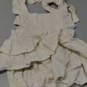 MERSARIPHY Newborn Baby Girl Summer Outfit Linen Ruffle Bubble Romper Dress One Piece Bodysuit Jumpsuit Infant Summer Clothes (6-12 Months, Beige)