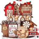GlikCeil 20 Pcs Highland Cow Tiered Tray Decor Set Wood Cow Sign Rustic Farmhouse Table Centerpiece for Home Kitchen Table Shelf(Classic)