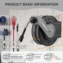 Giraffe Tools Pressure Washer Hose Reel 60ft, 1/4" Power Washer Hose Reel, Automatic Rewind, Wall Mounted, 4000 PSI