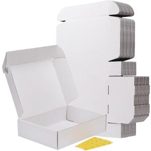 RLAVBL 12x9x3 Shipping Boxes Set of 20, White Corrugated Cardboard Box for Packing, Mailing, Business